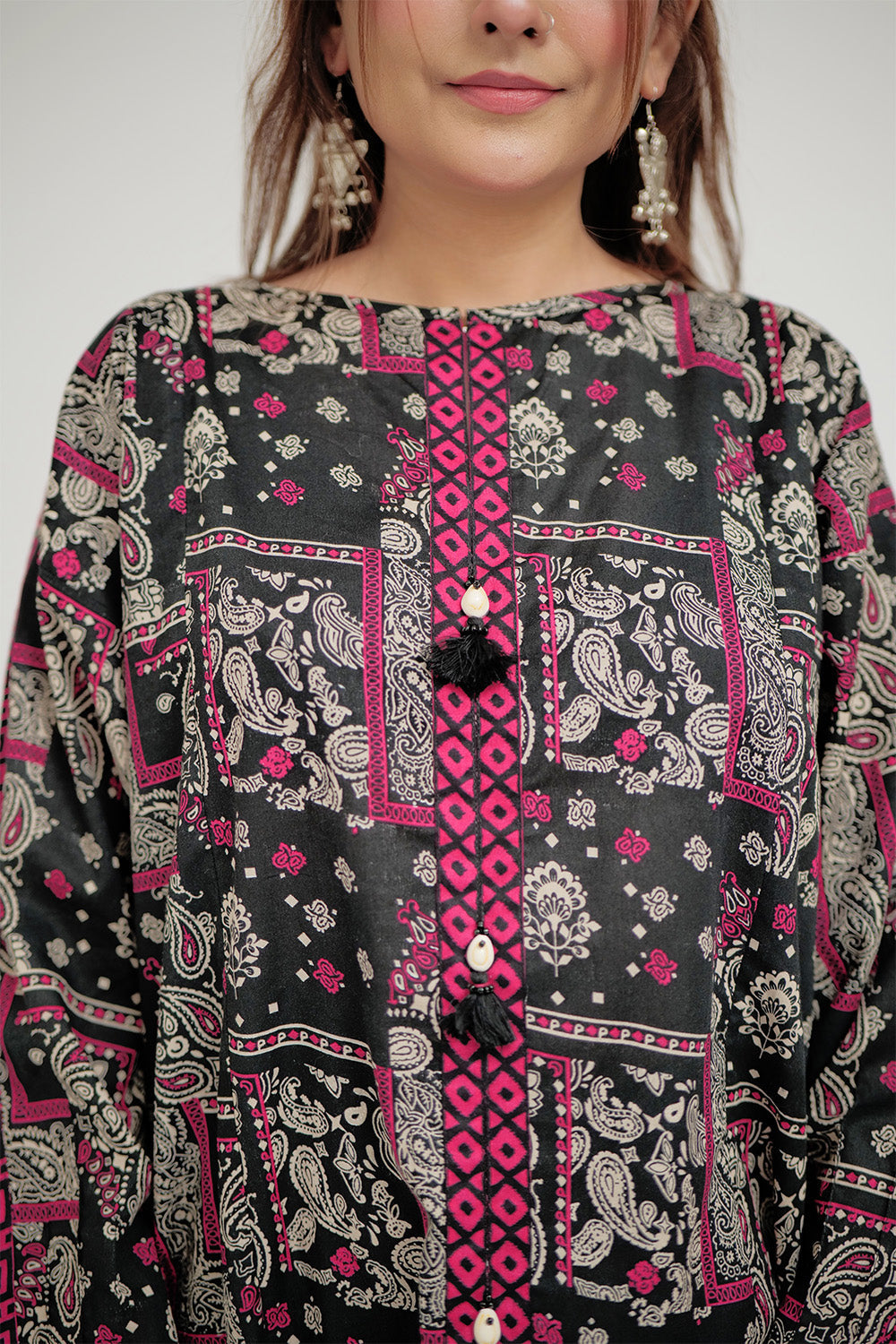 Senorita Women RTW Women Black and Multicolor Casual 2 Piece Suit Cotton Lawn Printed LAC-02685 - Summer Collection