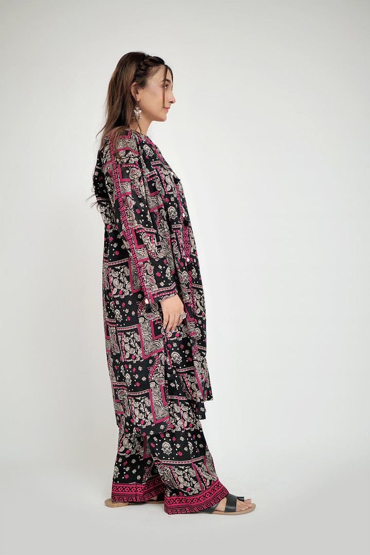 Senorita Women RTW Women Black and Multicolor Casual 2 Piece Suit Cotton Lawn Printed LAC-02685 - Summer Collection
