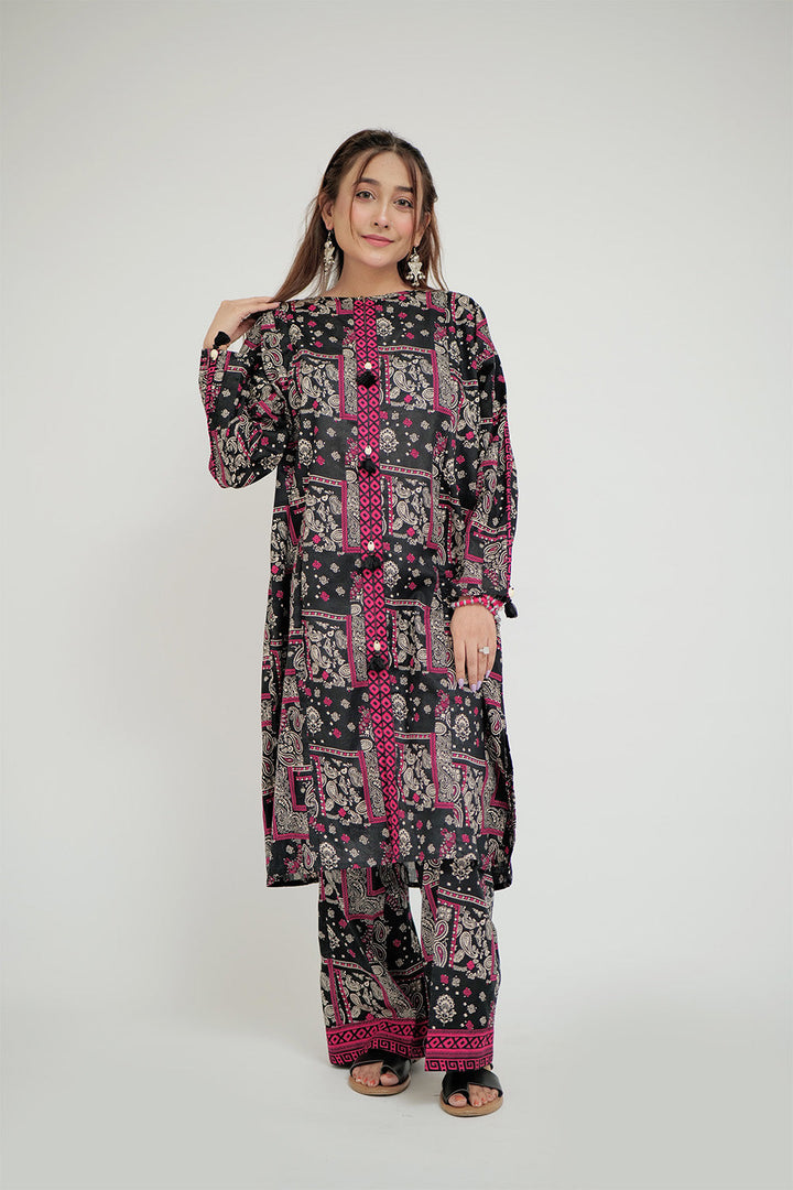 Senorita Women RTW Women Black and Multicolor Casual 2 Piece Suit Cotton Lawn Printed LAC-02685 - Summer Collection