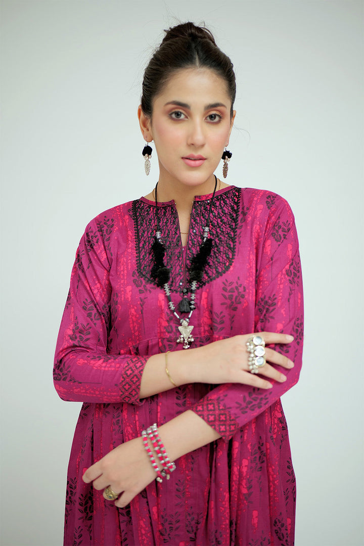Senorita Women RTW Women Magenta and Multicolor Casual 2 Piece Suit Cotton Lawn Printed LAC-02690 - Summer Collection