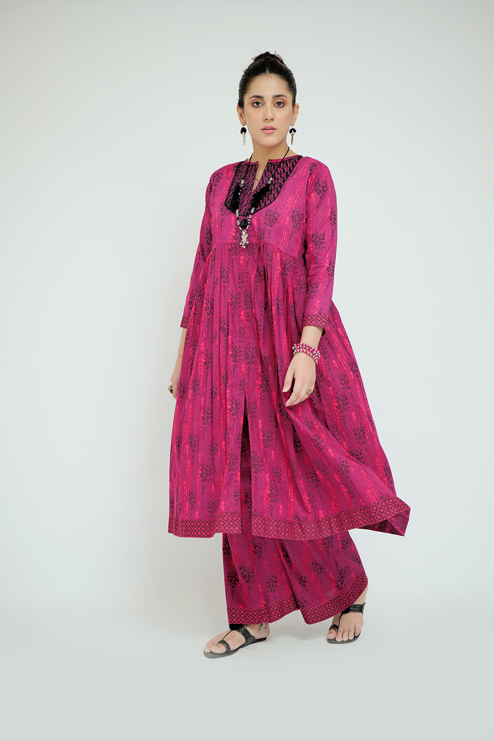 Senorita Women RTW Women Magenta and Multicolor Casual 2 Piece Suit Cotton Lawn Printed LAC-02690 - Summer Collection