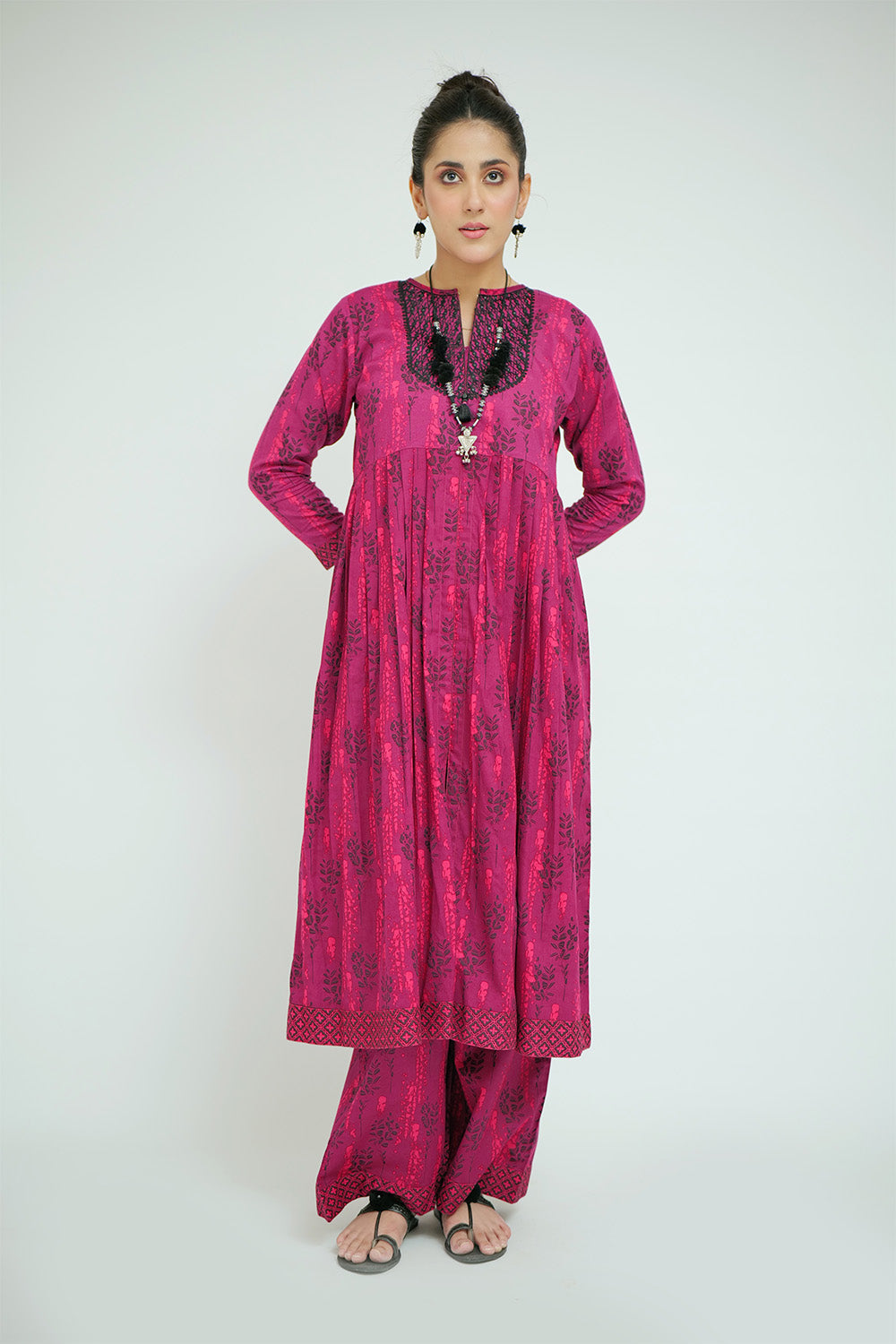 Senorita Women RTW Women Magenta and Multicolor Casual 2 Piece Suit Cotton Lawn Printed LAC-02690 - Summer Collection