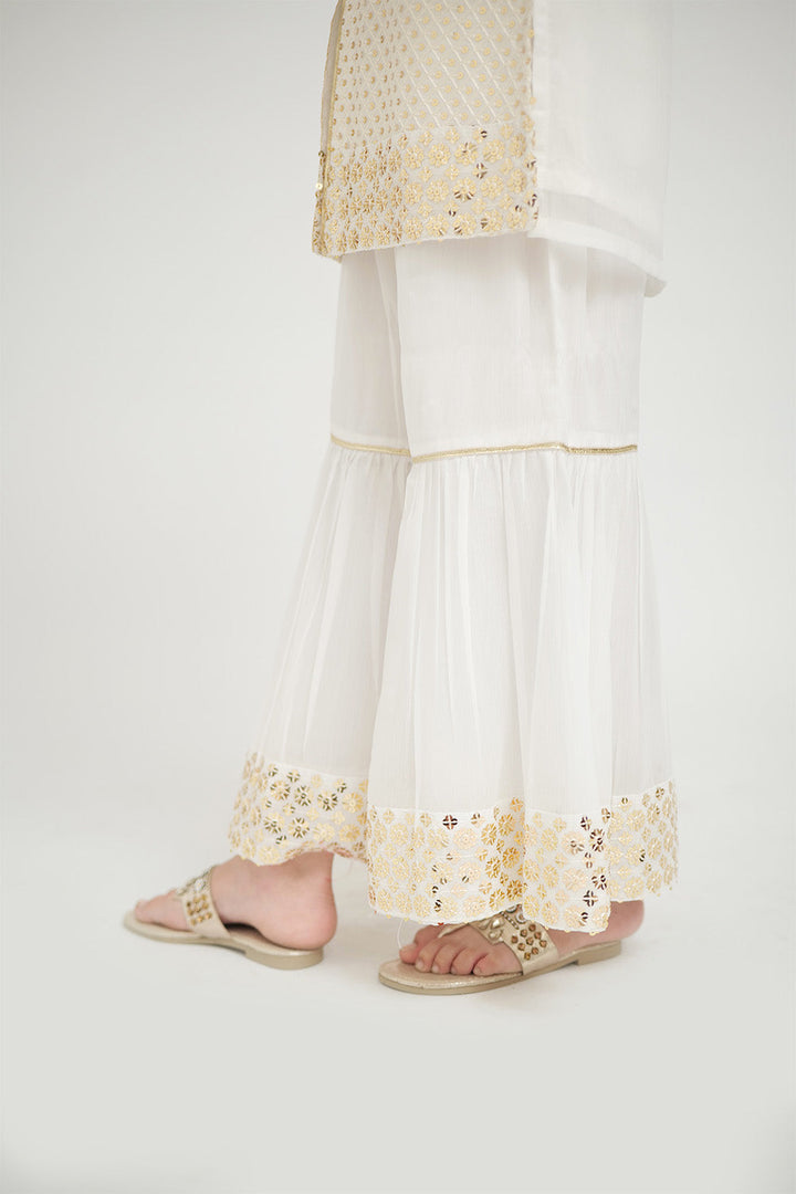 Senorita Kids RTW White and Gold Formal 3 Piece Suit Grip Viscose KDD-02647 - Winter Collection