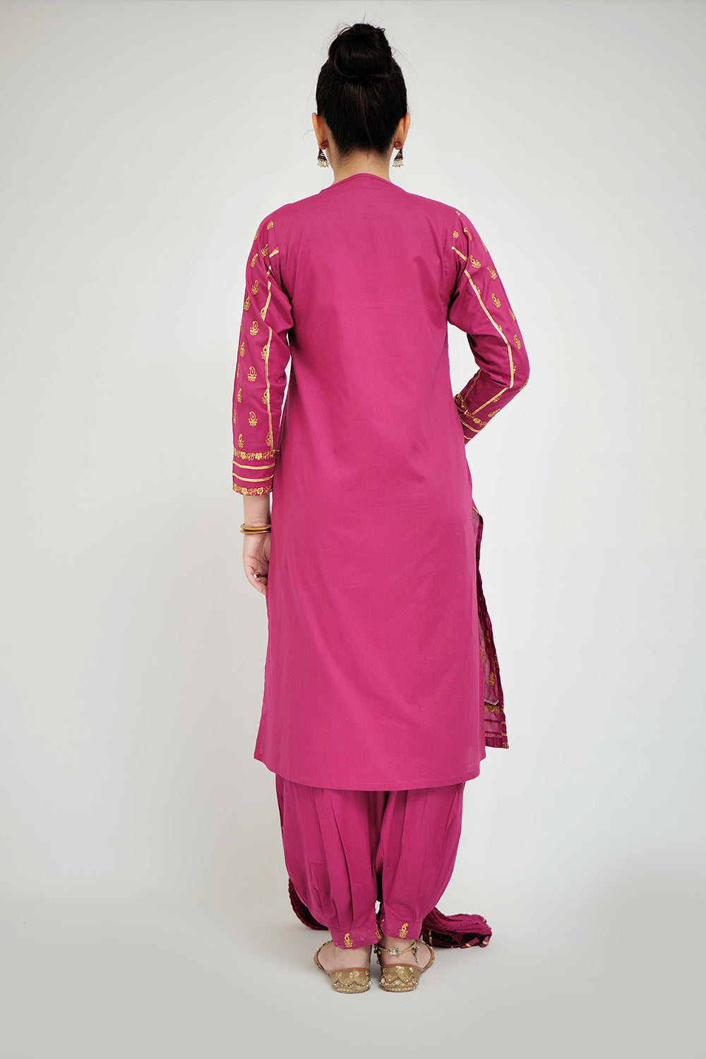 Senorita Women RTW Women Printed Magenta Casual 3 Piece Suit Cotton Cambric LAD-02658 - Summer Collection