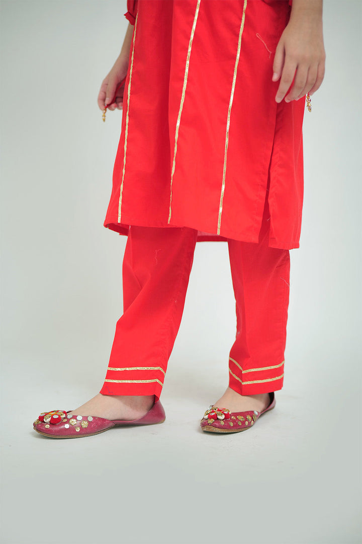 Senorita Girls Ready to Wear Girls Red Casual 3 Piece Suit Cotton Cambric Printed GAD-02663 - Summer Collection