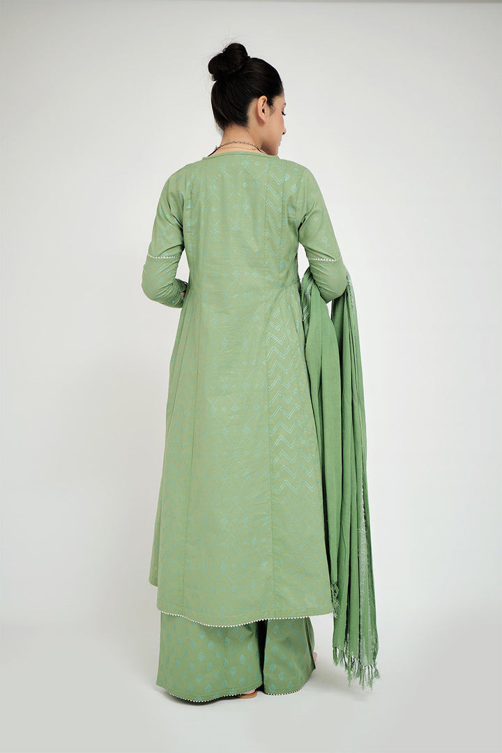 Senorita Women RTW Women Printed Green Casual 3 Piece Suit Cotton Cambric LAD-02659 - Summer Collection