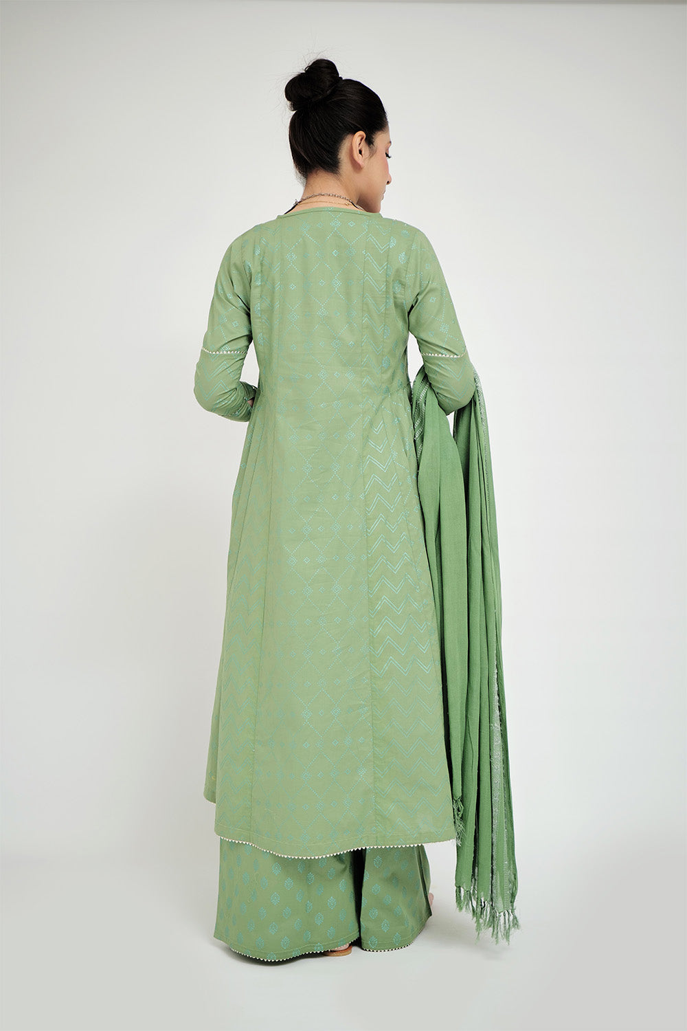 Senorita Women RTW Women Printed Green Casual 3 Piece Suit Cotton Cambric LAD-02659 - Summer Collection