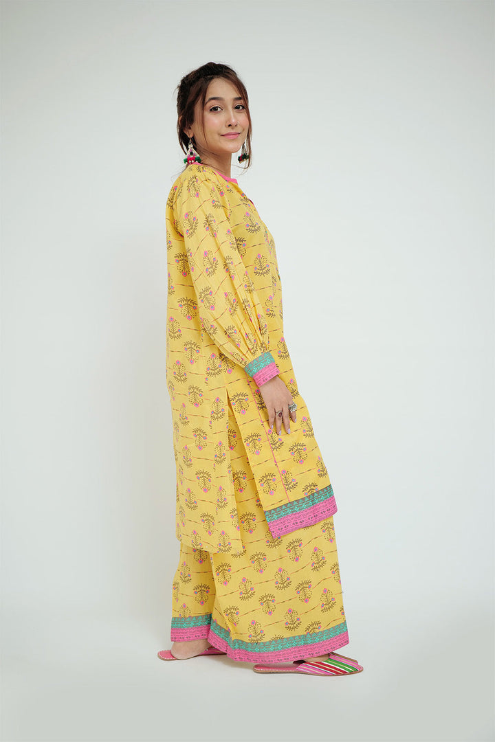 Senorita Women RTW Women Yellow and Multicolor Casual 2 Piece Suit Cotton Lawn Printed LAC-02692 - Summer Collection