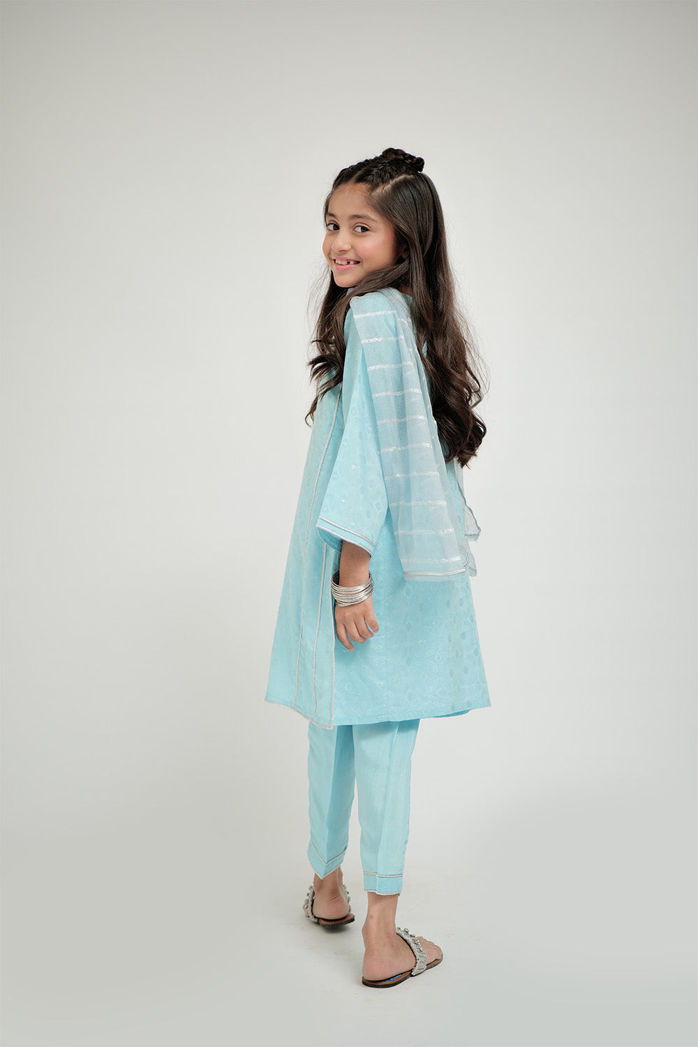 Senorita Kids RTW Farozi and Silver Casual Plus 3 Piece Suit Viscose Jacquard Filament KBD-02667 - Summer Collection