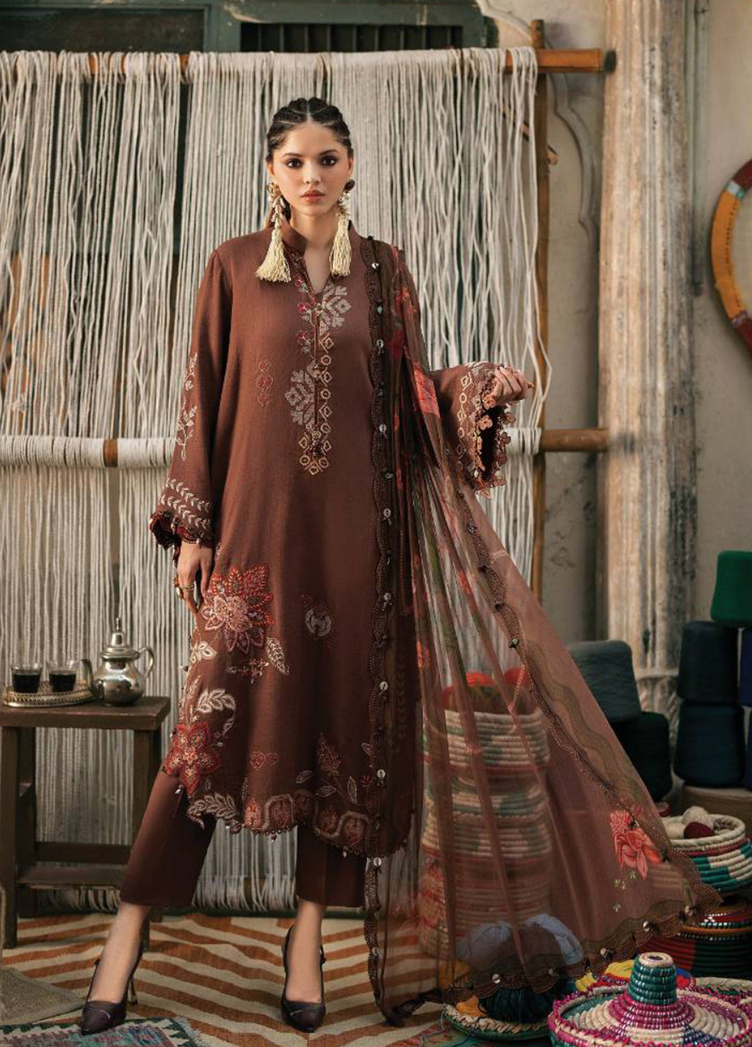 M Prints by Maria B Unstitched Embroidered Dobby Linen 3 Piece Suit MB26UPC 10B - Casual Collection
