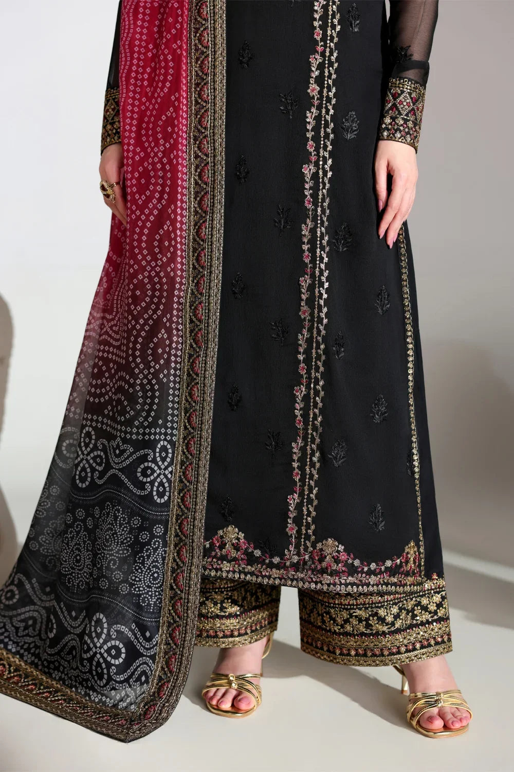Ensembles by Azure Unstitched Embroidered Chiffon 3 Piece Suit AZ26UEF Verona - Festive Collection