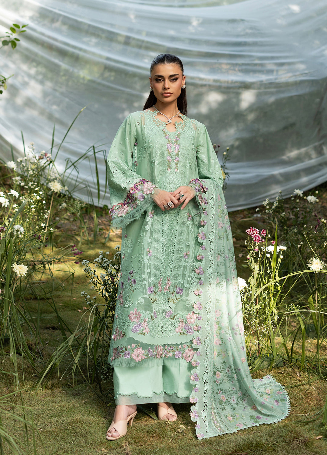 Elaf Premium Unstitched Embroidered Lawn 3 Piece Suit EL26ULF Daisy Chain ELQ-3A - Festive Collection