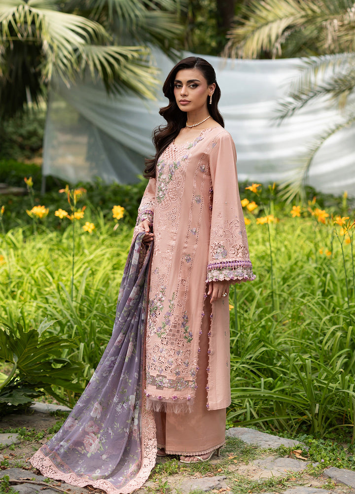 Elaf Premium Unstitched Embroidered Lawn 3 Piece Suit EL26ULF Blushing Rose ELQ-6A - Festive Collection