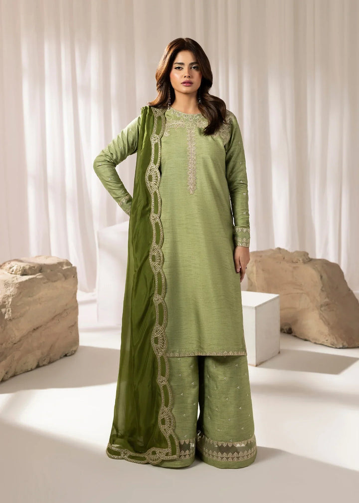 Silk Atelier by Jamni RTW Embroidered Korean Silk 3 Piece Suit MINT CRUSH Festive Collection