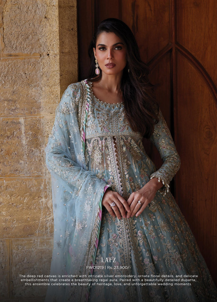 Dastangoi by Afrozeh Unstitched Embroidered Poly Net 3 Piece Suit AF26UDW LAFZ FW01219 - Wedding Collection