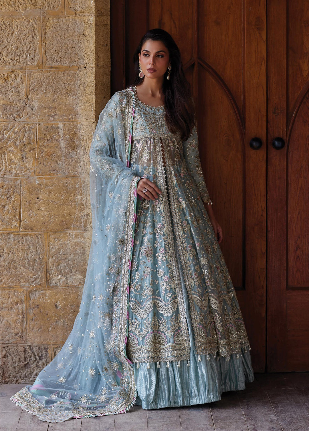 Dastangoi by Afrozeh Unstitched Embroidered Poly Net 3 Piece Suit AF26UDW LAFZ FW01219 - Wedding Collection