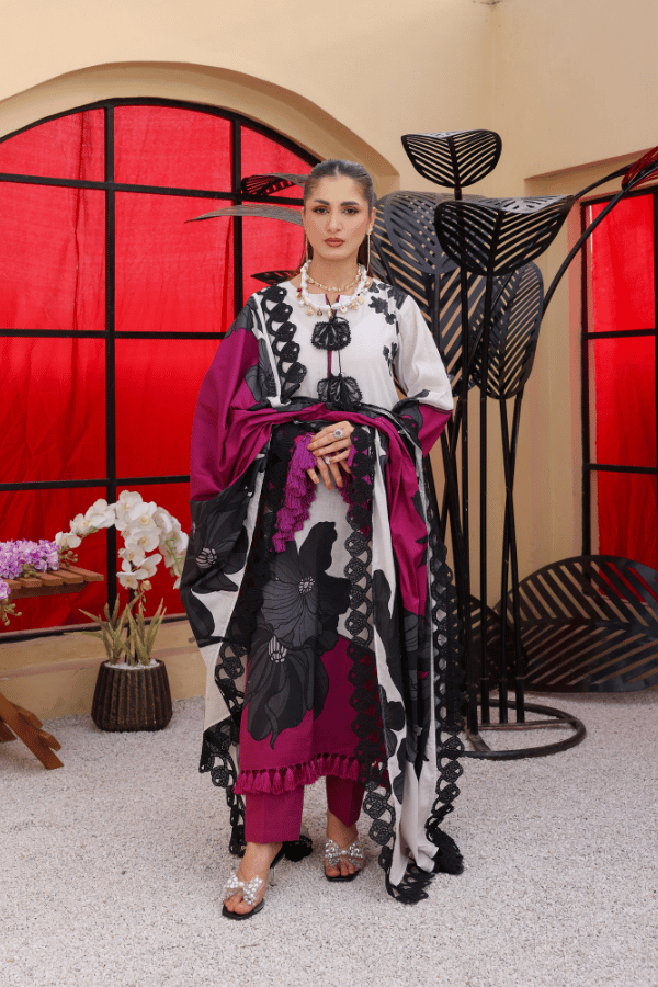 Summer Muse by Huma Gul Unstitched Printed Lawn 3 Piece Suit LILY HG-802 - Casual Collection