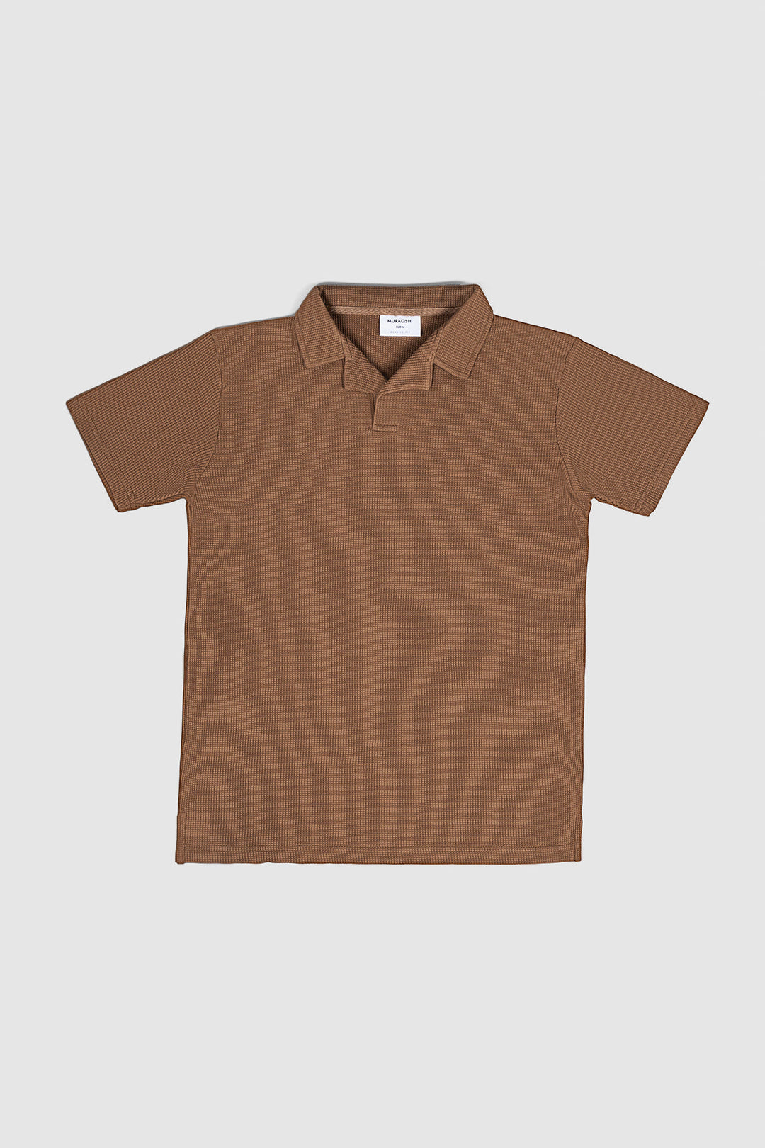 Muraqsh Ready To Wear Solids Cotton Men Camel Waffle Revere Polo ABD-CWRP - Summer Collection