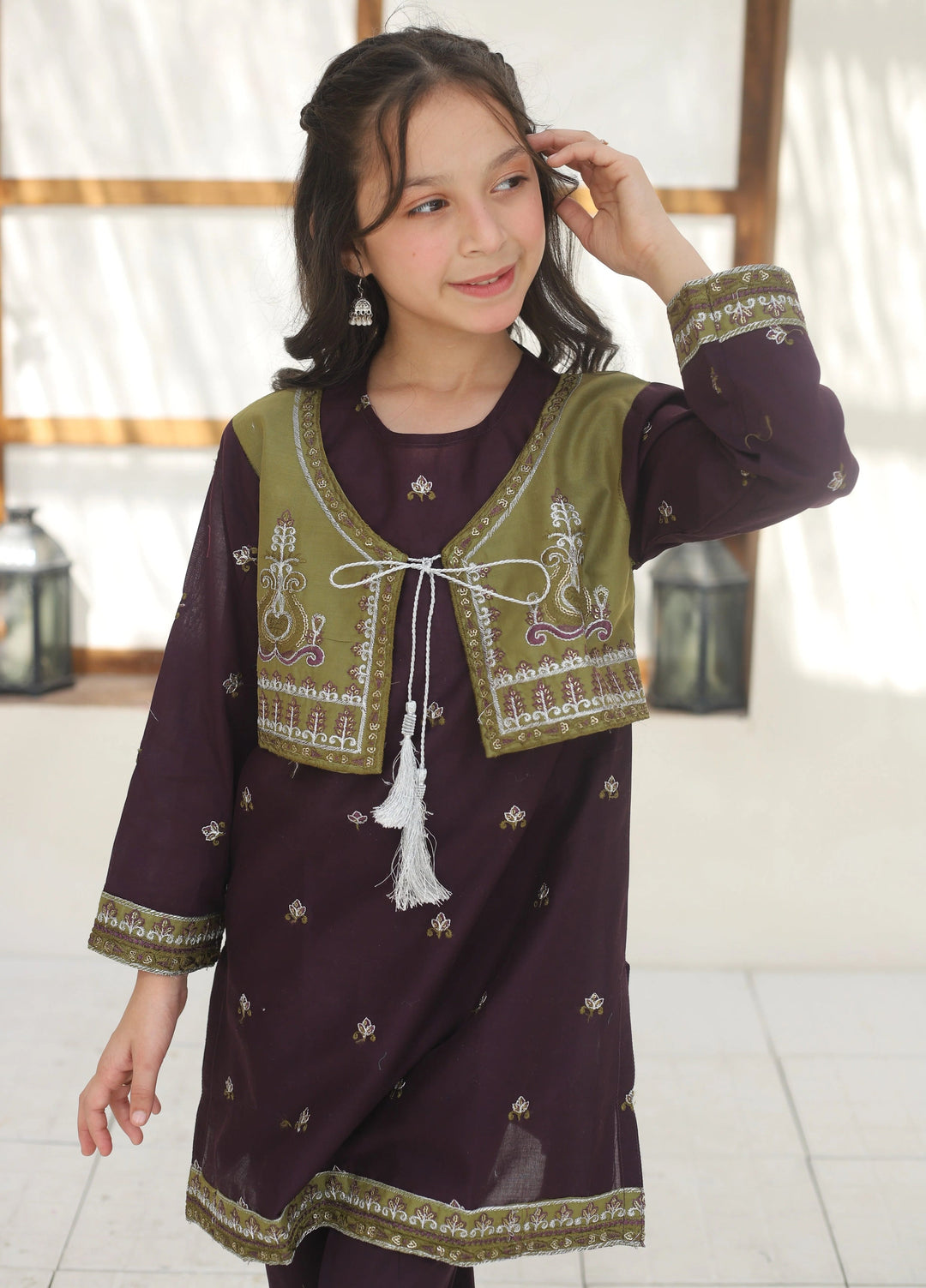 Khanak Girls RTW Embroidered Cotton 2 Piece Suit KST-136 - Casual Collection