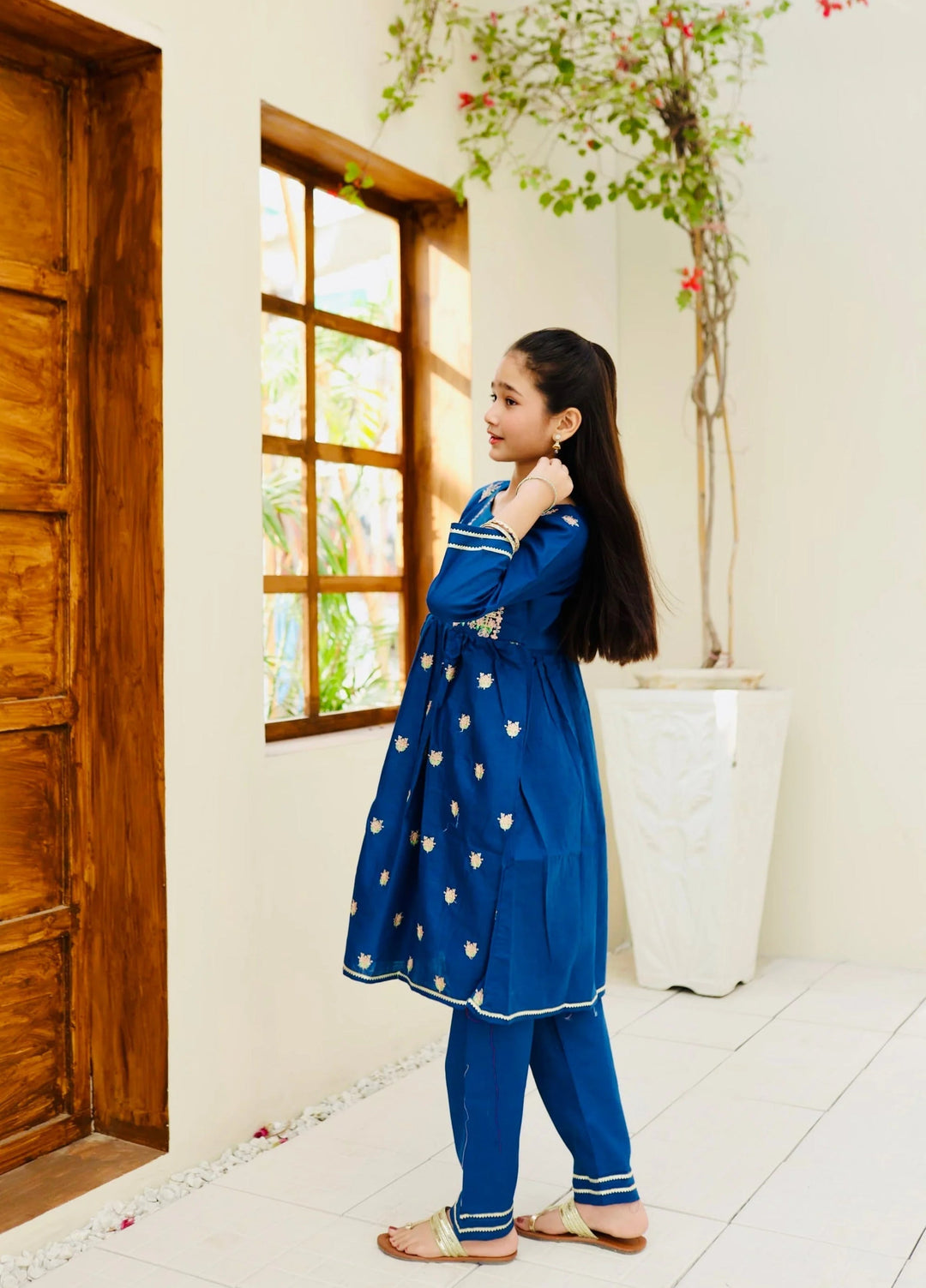 Khanak Girls RTW Embroidered Cotton 2 Piece Suit KST-114 - Casual Collection