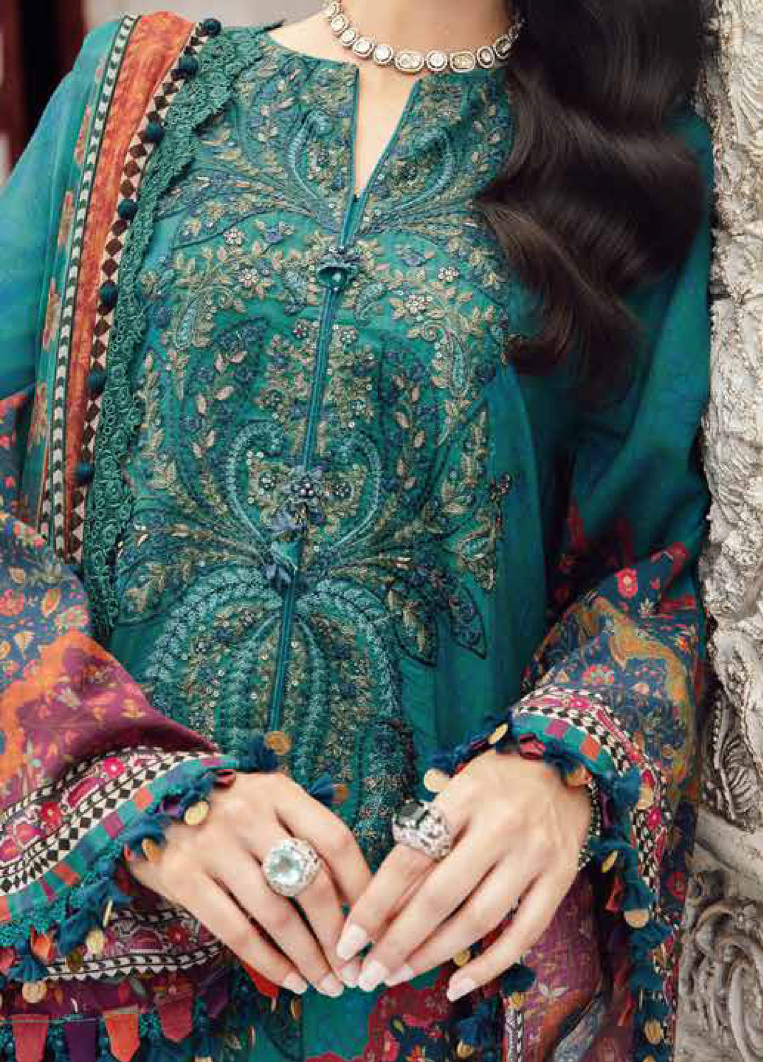 M Prints by Maria B Embroidered  Suits Unstitched 3 Piece MB25FE D-10B - Winter Collection