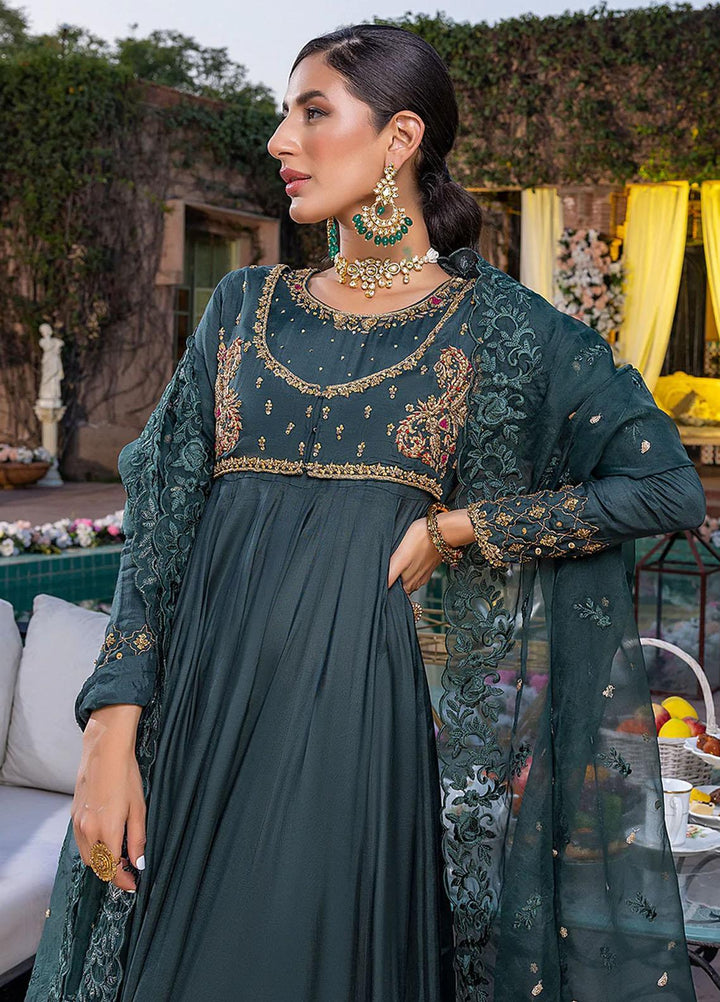 Azure Pret Embroidered Cotton Silk 3 Piece Dress Jadeite NFVG300