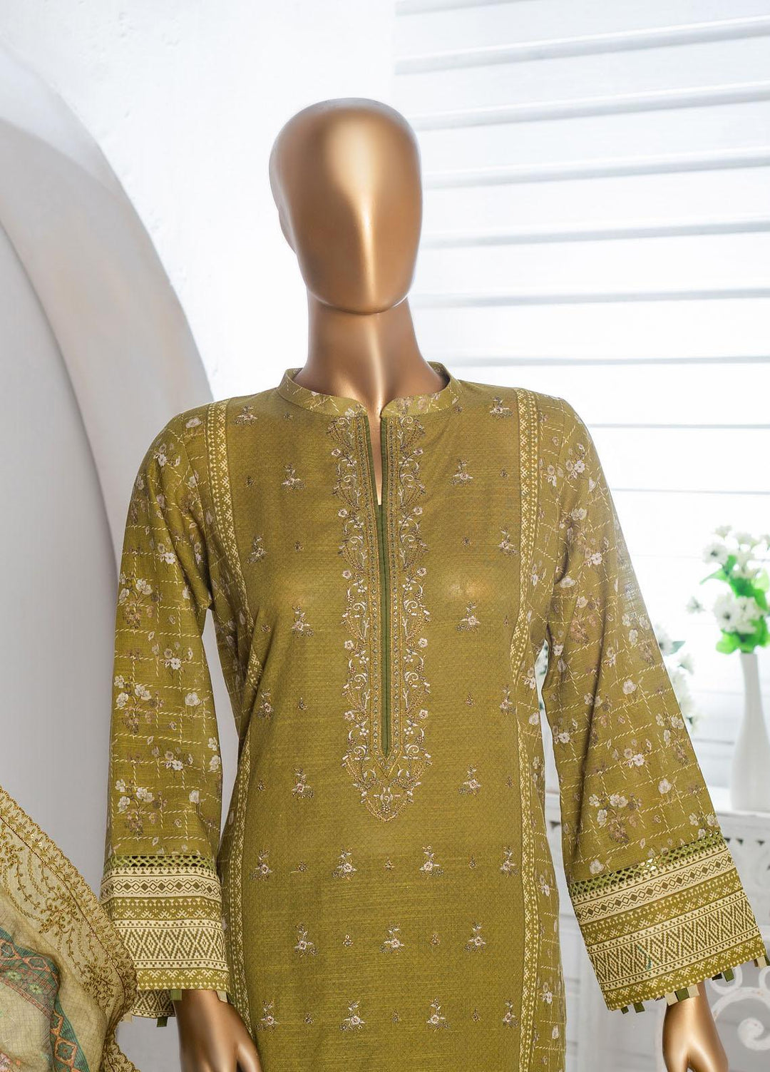 HZ Textiles Embroidered Khaddar Suits Unstitched 3 Piece HZ22PK-V3 PKE-2220 - Winter Collection