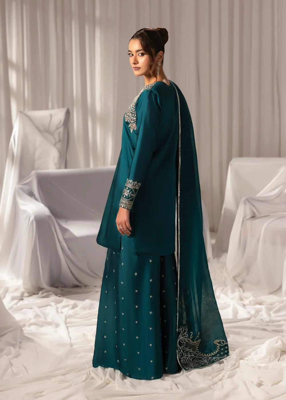 Celeste by Jamni RTW Embroidered Sheesha Silk 3 Piece Suit JUNIPER Festive Collection
