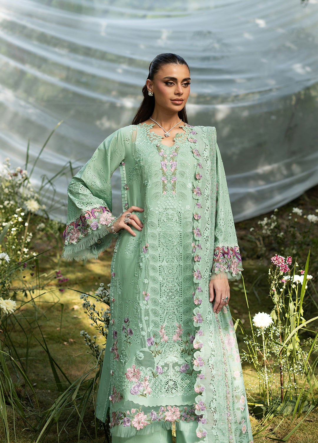 Elaf Premium Unstitched Embroidered Lawn 3 Piece Suit EL26ULF Daisy Chain ELQ-3A - Festive Collection