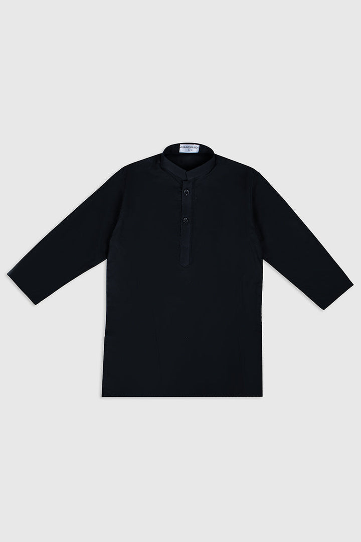 Muraqsh Ready To Wear Solids Cotton Boys Black Kurta Trouser MUR-BSCKT - Summer Collection
