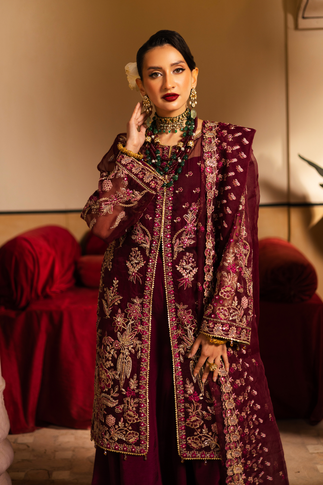 Waresha Women RTW Embroidered Organza 3 Piece Suit MW 01 - Festive Collection