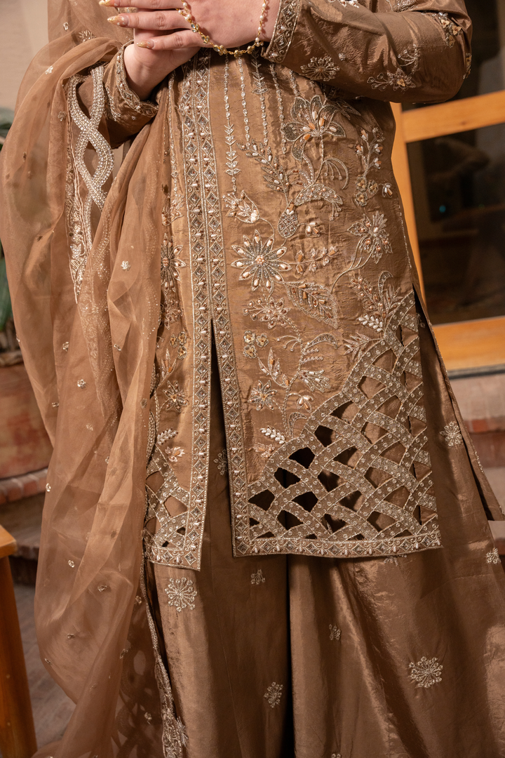 Zebtan Women Unstitched Embroidered Raw Silk 3 Piece Suit MZ-05 Festive Collection