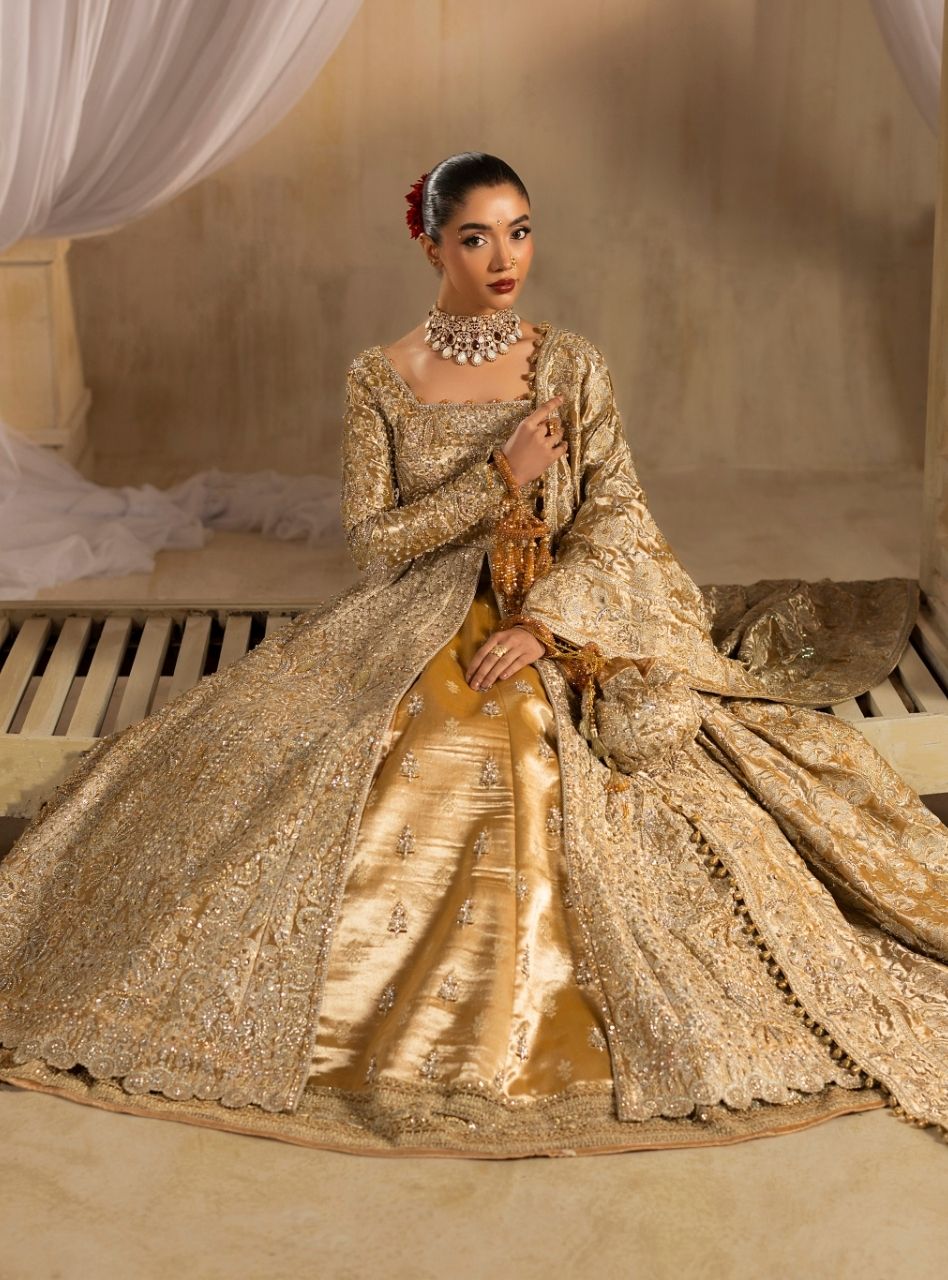 Tehwaar by Anayra Amal RTW Embroidered Lama Tissue 3 Piece Suit Shahaan Wedding Collection