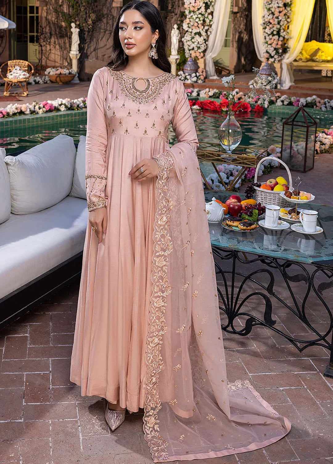 Azure Pret Embroidered Cotton Silk 3 Piece Dress Glowing Puff GPVG300