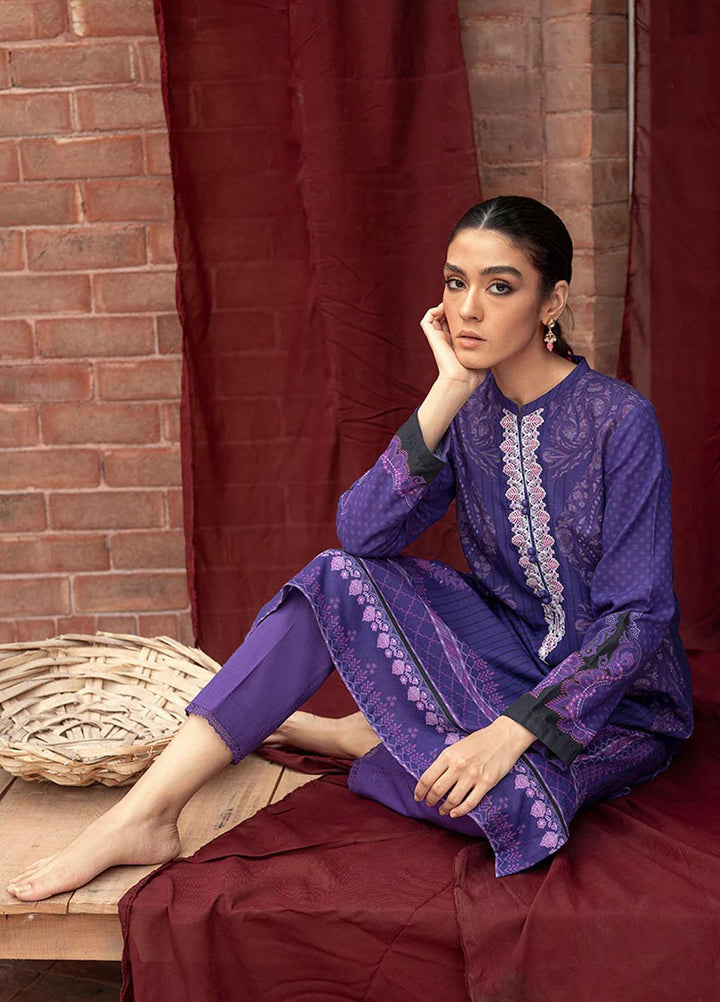 Cross Stitch Embroidered Khaddar Suits Unstitched 2 Piece CS22W 09 Indigo Glam - Winter Collection