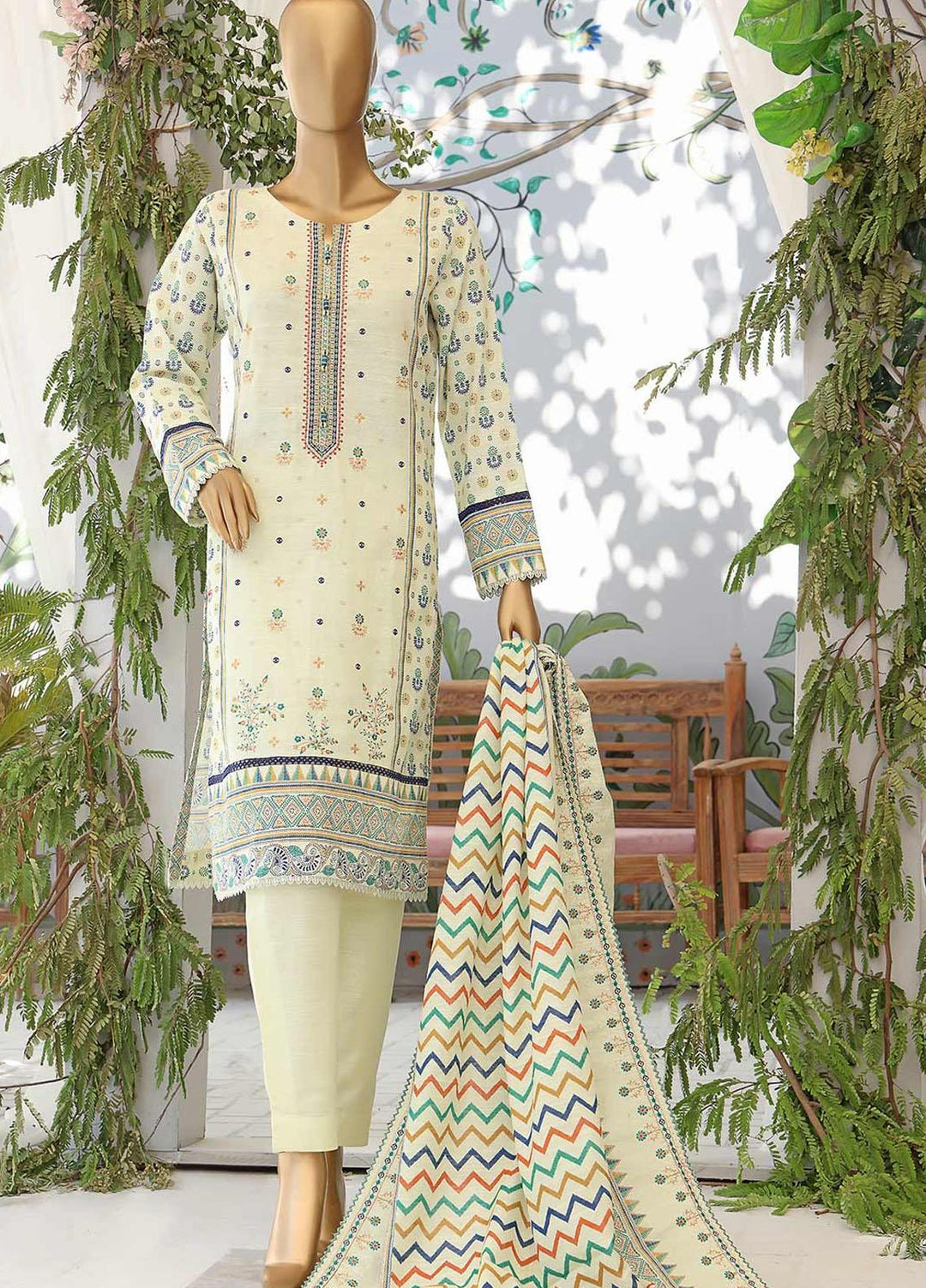 HZ Textiles Embroidered Khaddar Suits Unstitched 3 Piece HZ22PK-V3 PKE-2225 - Winter Collection