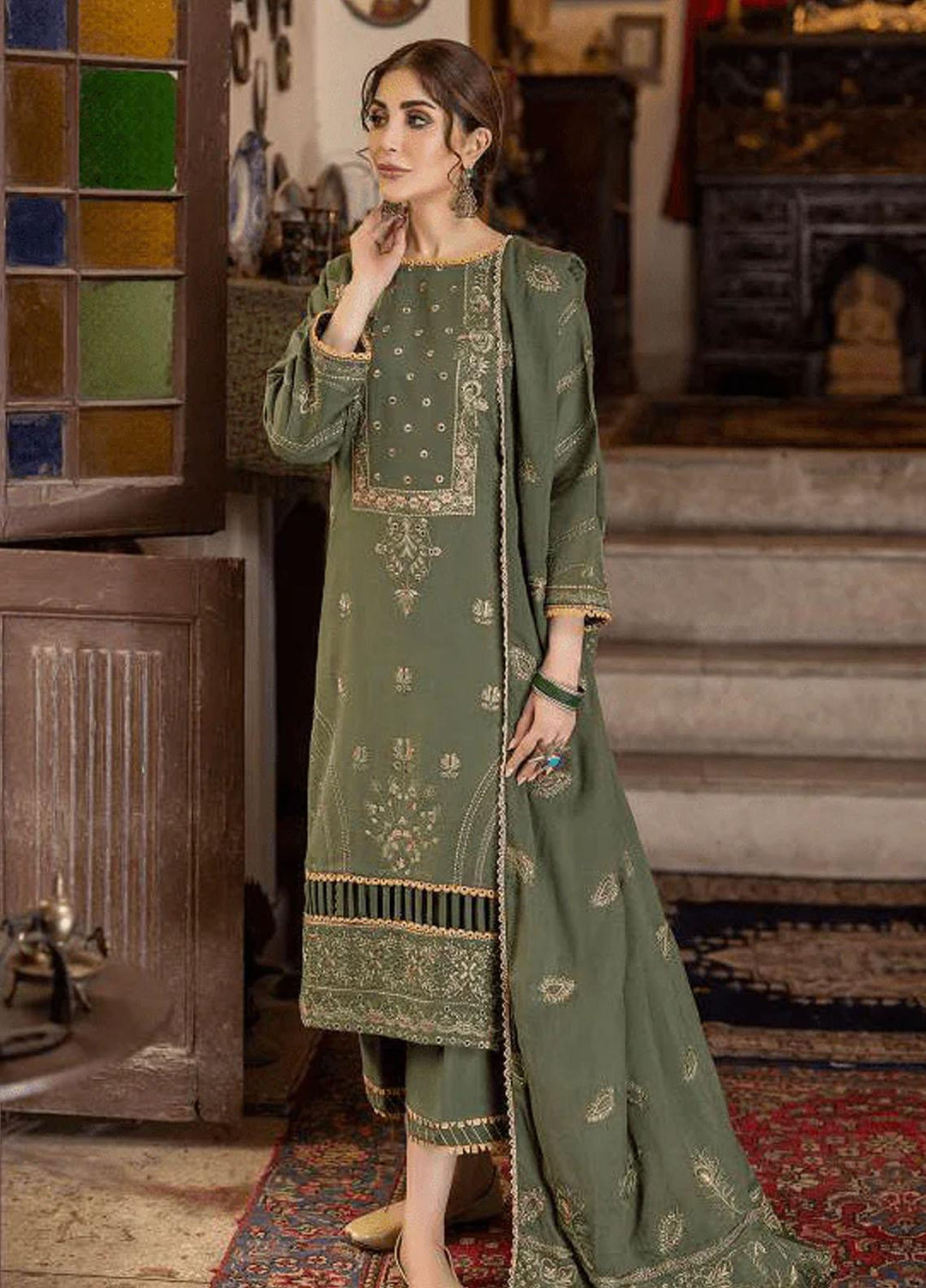 Laadli by Humdum Embroidered Woolen Suits Unstitched 3 Piece HD22L D-09 - Winter Collection