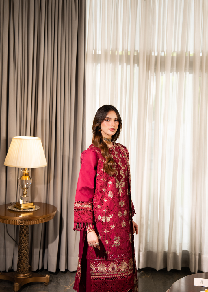 Aria By Meerak RTW Embroidered Lawn 3 Piece Suit Blush Festive Collection