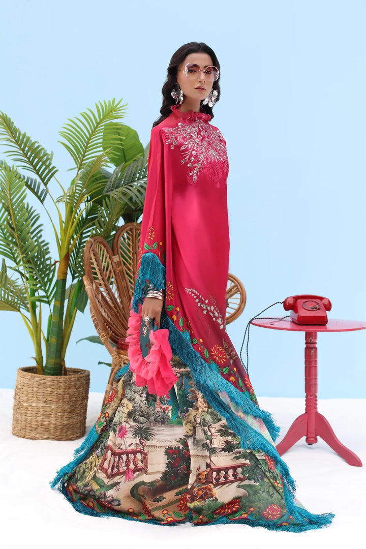 Resort by Musferah Pret Printed Silk 1 Piece Suit Rouge