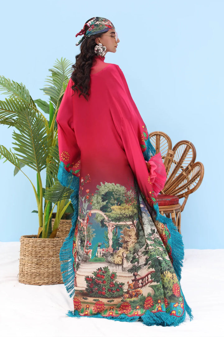 Resort by Musferah Pret Printed Silk 1 Piece Suit Rouge