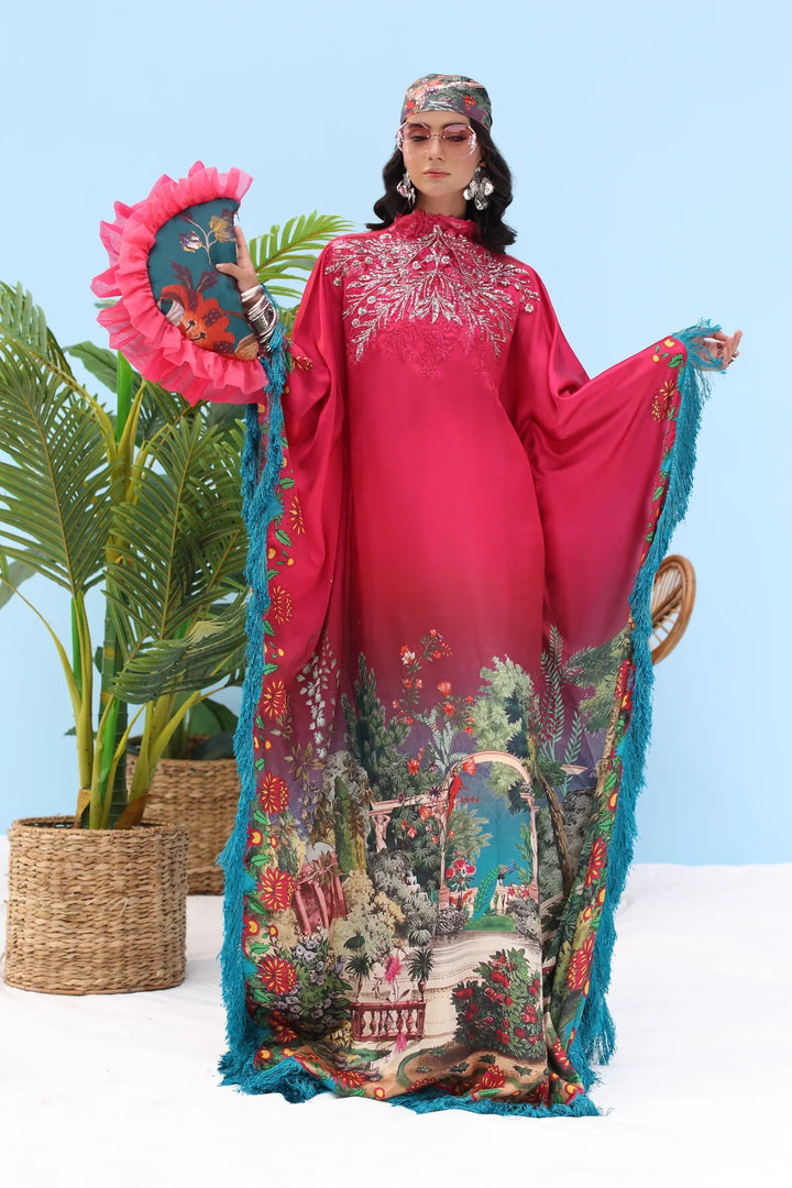 Resort by Musferah Pret Printed Silk 1 Piece Suit Rouge