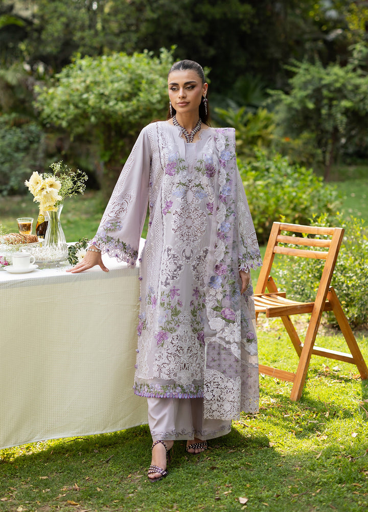 Elaf Premium Unstitched Embroidered Lawn 3 Piece Suit EL26ULF Pure Plum ELQ-4B - Festive Collection