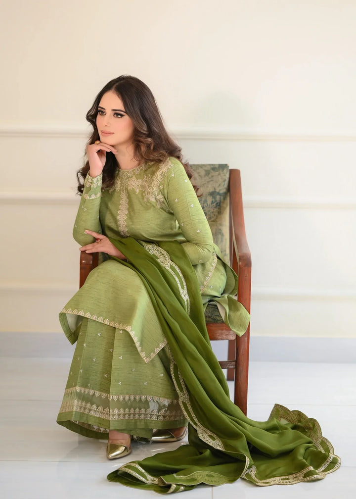 Silk Atelier by Jamni RTW Embroidered Korean Silk 3 Piece Suit MINT CRUSH Festive Collection
