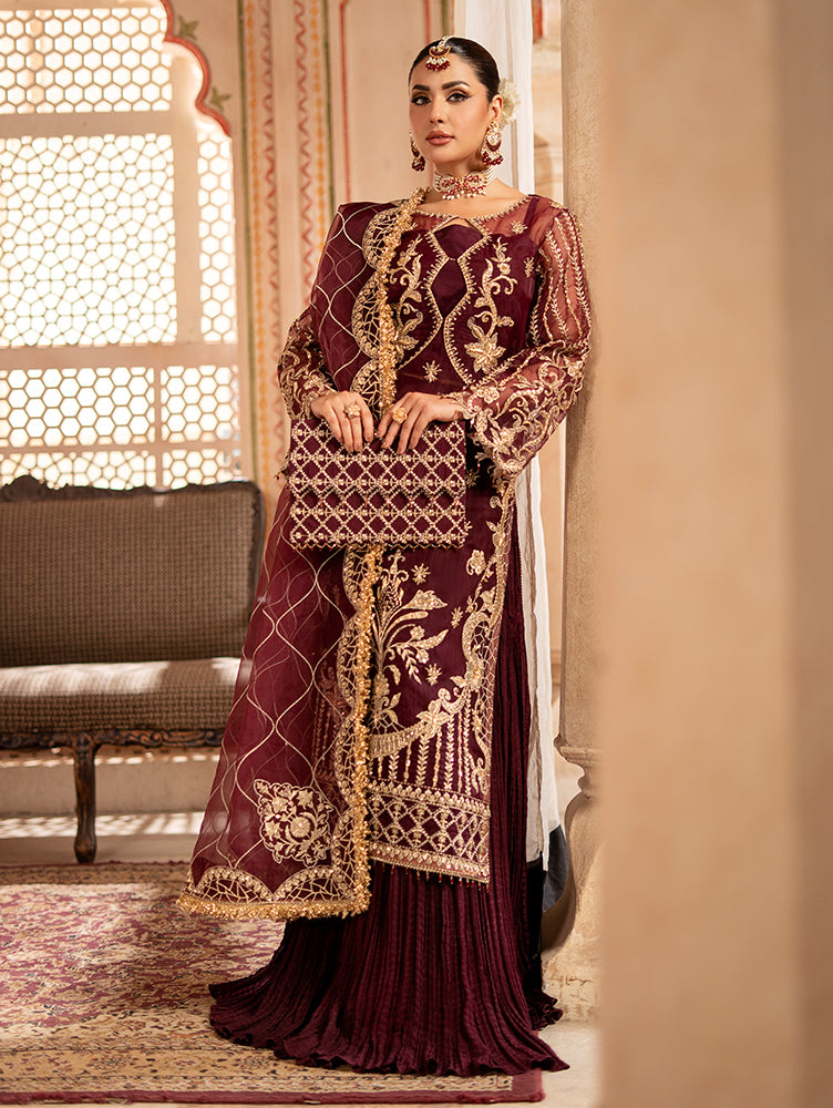 Zebtan Women Unstitched Embroidered Organza 3 Piece Suit RZ-03 Festive Collection
