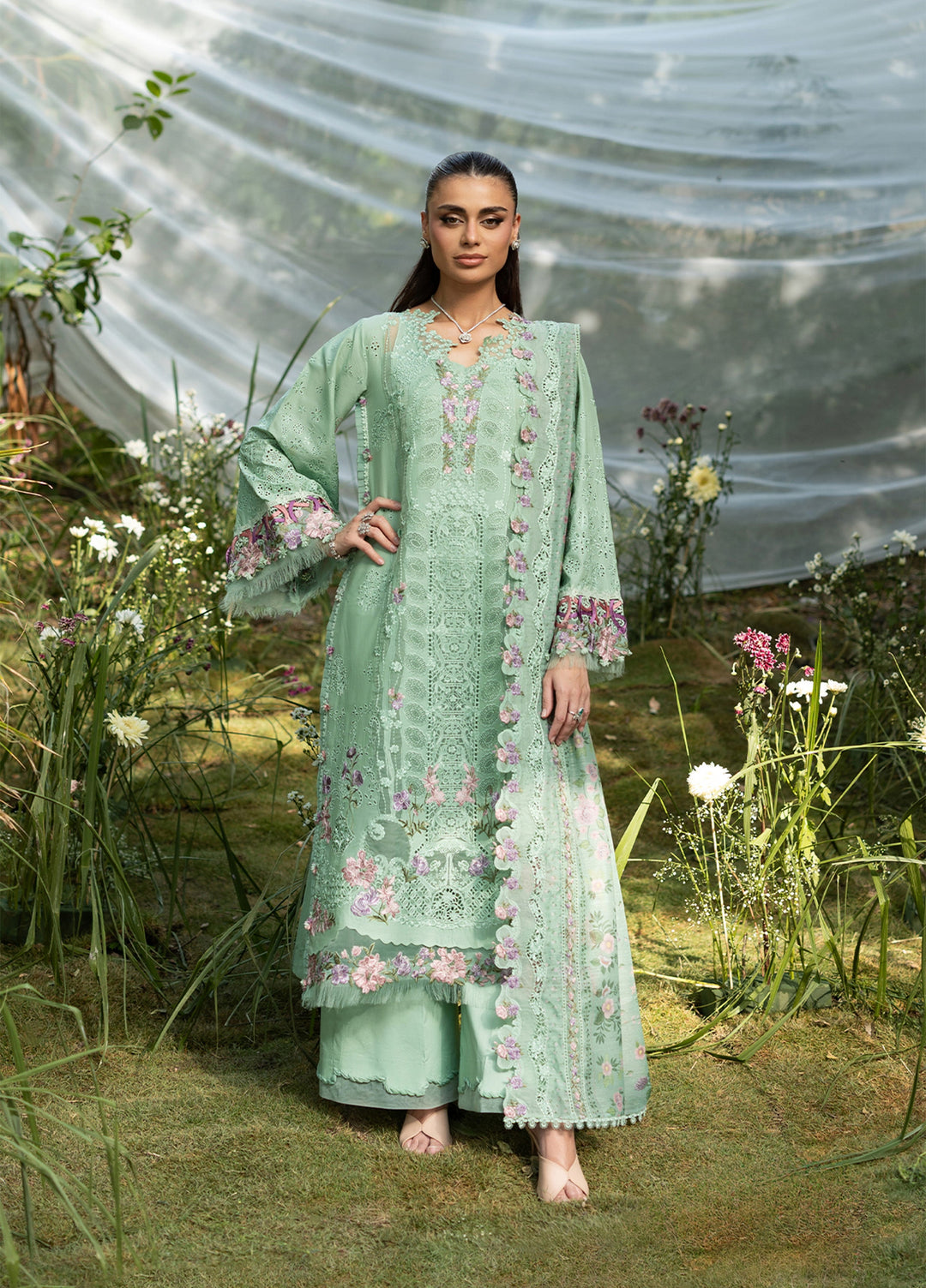 Elaf Premium Unstitched Embroidered Lawn 3 Piece Suit EL26ULF Daisy Chain ELQ-3A - Festive Collection