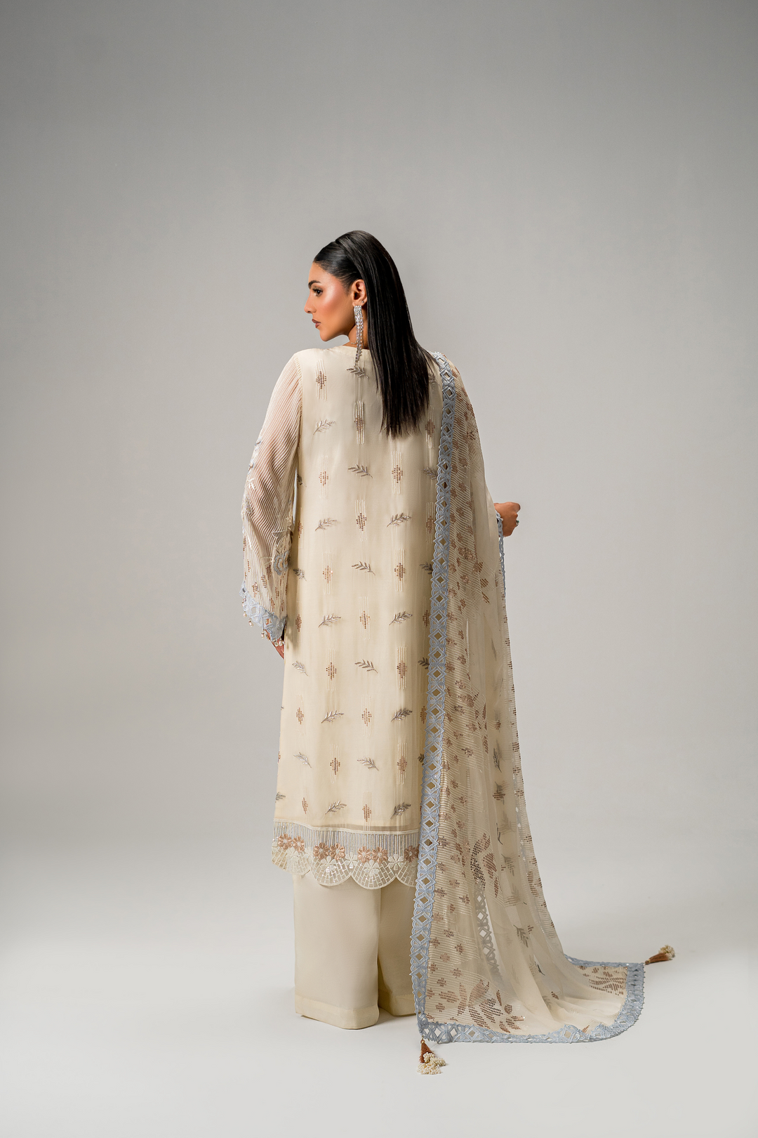 Zebtan Women Unstitched Embroidered Chiffon 3 Piece Suit AR-01 Festive Collection