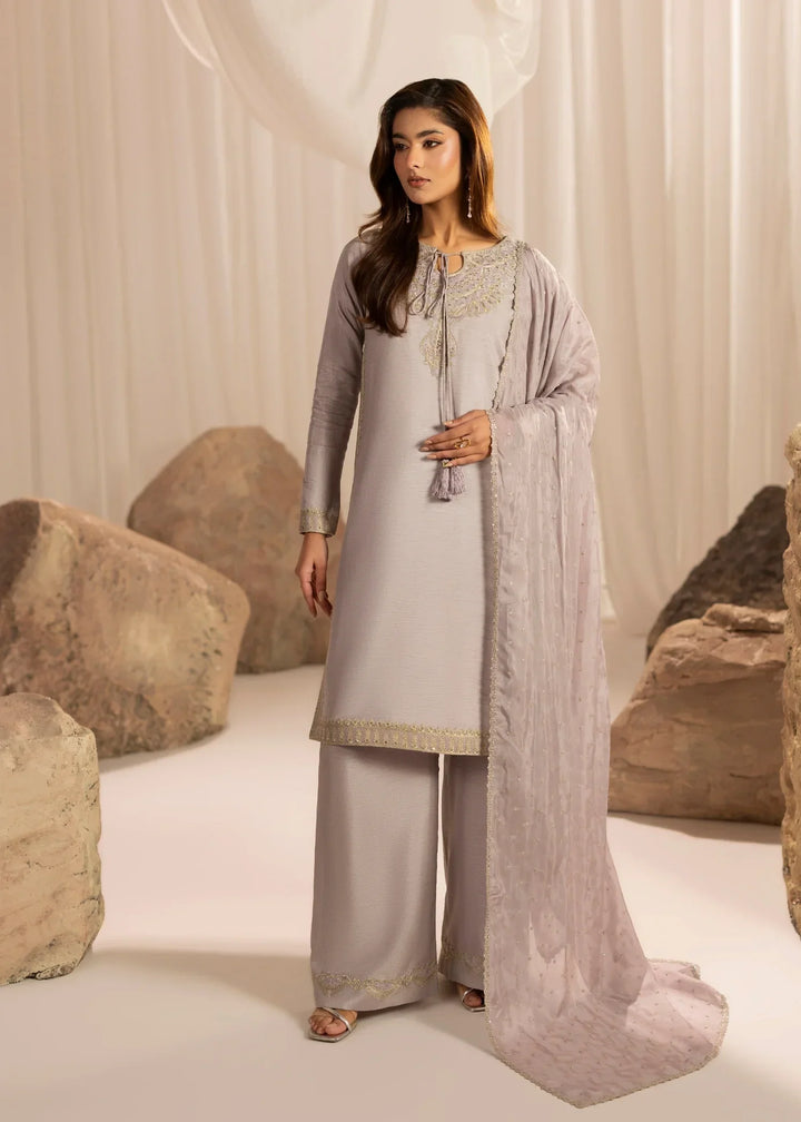 Silk Atelier by Jamni RTW Embroidered Korean Silk 3 Piece Suit DUSTY BLUSH Festive Collection