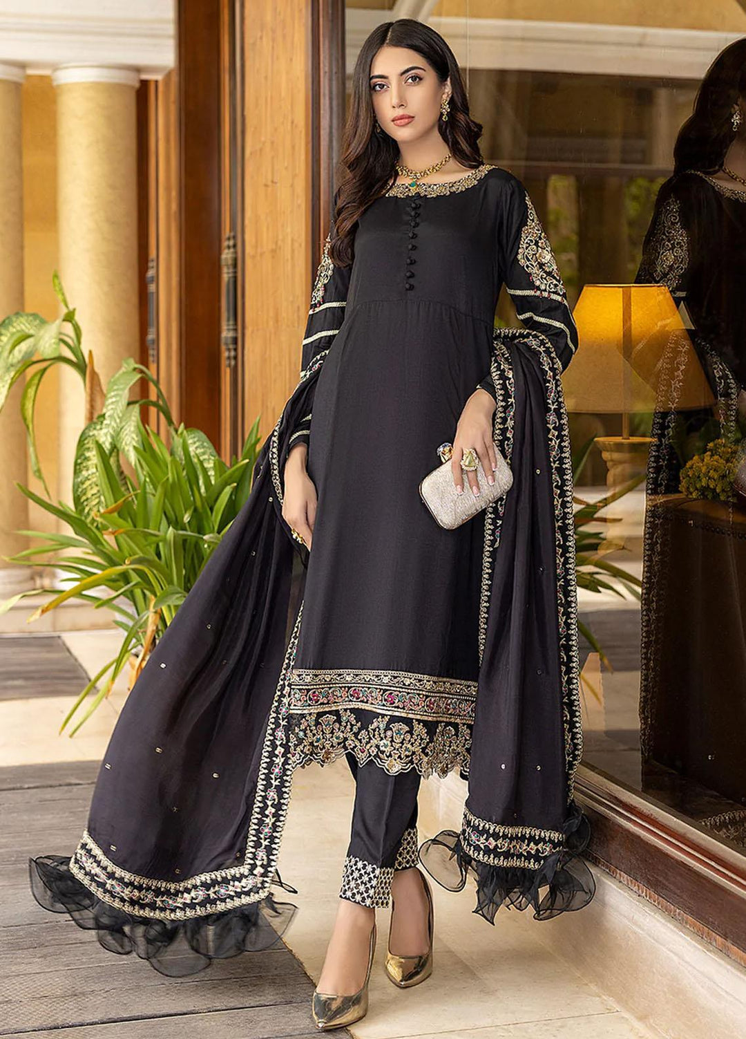 Azure Pret Embroidered Cotton Silk 3 Piece Dress Vintage Jewel VJVG297