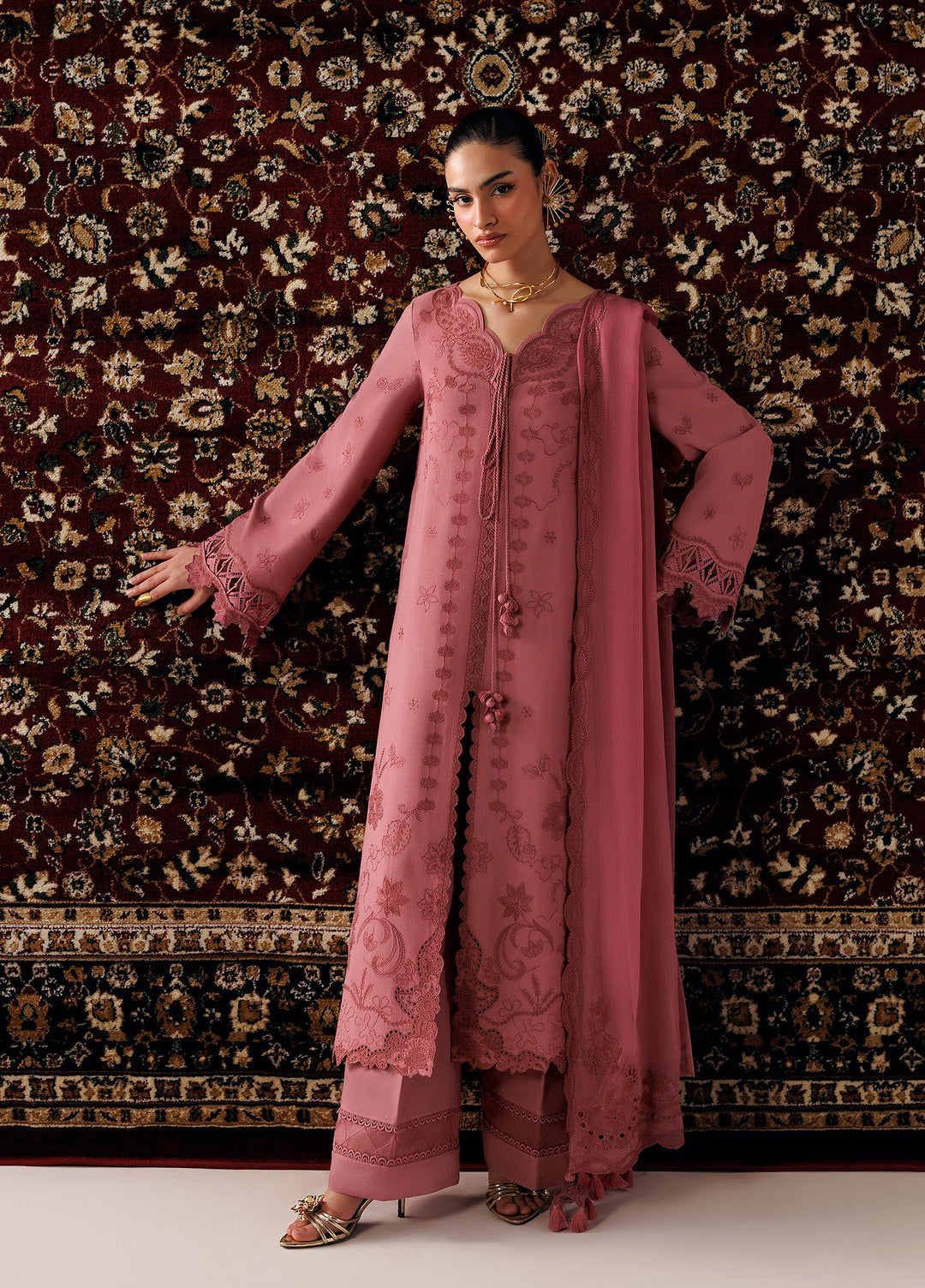 Q line by Qalamkar Unstitched Embroidered Slub Linen 3 Piece Suit QLK26UQL Daniya QLW-13 - Winter Collection