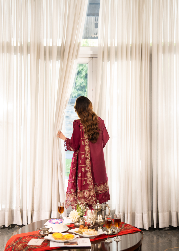 Aria By Meerak RTW Embroidered Lawn 3 Piece Suit Blush Festive Collection